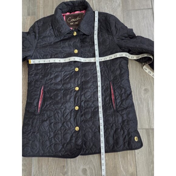 COACH Signature "C" Quilted Logo Monogram Snap Front Jacket Coat Women S - Picture 7 of 11